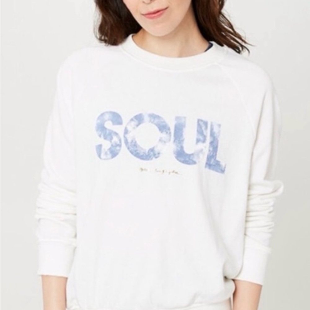 Spiritual Gangster White Sweatshirt with Blue 'SOUL' Print